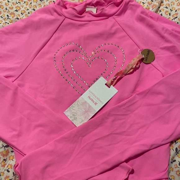 LoveShackFancy Swim Love Shack Fancy X Hurley Rash Guard Rhinestone